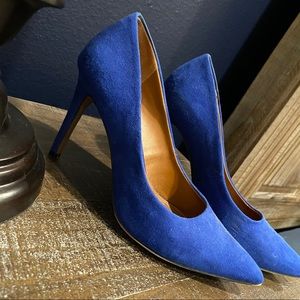 Blue suede heels